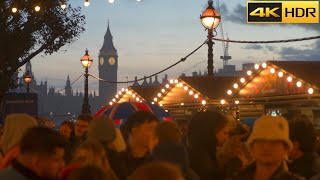 Londons First Christmas Market  2023  Southbank London Christmas Walk 4K HDR [upl. by Rusty957]