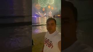 Blue water marina beach fireworks 🎆 fireworks dubaimarina enjoy youtubeshort shorts viral [upl. by Otilia]