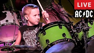 ACDC  LIVE 7 year old Drummer Dirty Deeds Done Dirt Cheap [upl. by Enomar]