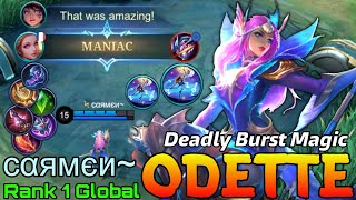 MANIAC Odette 17 Kills Gameplay  Top 1 Global Odette by cαямєи  Mobile Legends [upl. by Kristyn101]