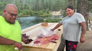 Cutting Salmon with My Cousin [upl. by Arednaxela]