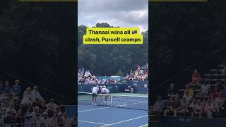 Thanasi Kokkinakis wins match in strange fashion as Max Purcell cramps at citiopen [upl. by Eben]