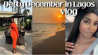 Detty December in Lagos  beach day owanbe party christmas shoot brunch micro blading unboxing [upl. by Akeemahs]