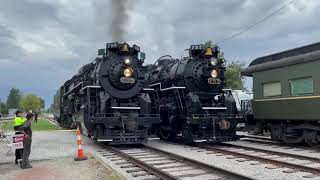 Berkshires in Bellevue Nickel Plate Railroad 765 amp 757 blowing their whistles 284 2021 [upl. by Akirea891]