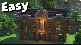 How to Build a Easy Minecraft Spruce Survival House  Tutorial [upl. by Eidnak]