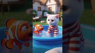 Cat and Nemo playing in water cat cutecat cute [upl. by Casmey]