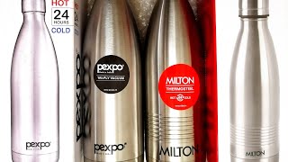 Unboxing and Comparison of Pexpo and Milton 1000ml hot and cold water bottle 24hr hot amp cold bottle [upl. by Ohs]