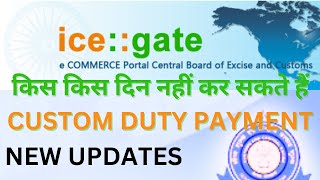 CUSTOM DUTY PAYMENT  ICEGATE PAYMENT किस किस दिन नहीं कर सकते हैं [upl. by Yentuoc]