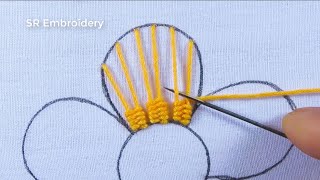 Hand Embroidery Most Super Unique Flower Embroidery Design Needlepoint Art With Easy Sewing Tutorial [upl. by Akela]