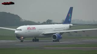 Hybrid Livery Jet2comWorld2Fly A330 Departure Prestwick 28042023 [upl. by Ahsinyt]