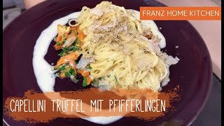 Vegetarisches Nudel Rezept Trüffel Capellini mit Pfifferlingen  Franz Home Kitchen [upl. by Susi749]