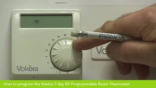 Programming the Vokèra 7 day Radio Frequency RF Room Thermostat first generation [upl. by Esilehs]