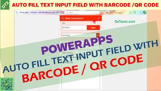 PowerApps Auto Fill Text input field with QR code scanner Barcode scanner [upl. by Gnouh]