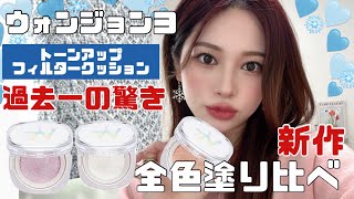 過去一の驚き‼️ウォンジョンヨ新作トーンアップフィルターコレクション塗り比べ✨ [upl. by Nomi]