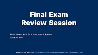 quotFinal Exam Review Sessionquot Operating Systems Course at University of Toronto [upl. by Lednem]