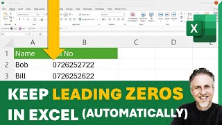 How to Keep Leading Zeros in Excel  Automatically Keep Zero In Front of Number [upl. by Asserac]