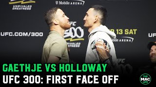 Justin Gaethje vs Max Holloway Face Off  BMF title fight [upl. by Ailecnarf]