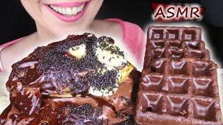 ASMR CREAMY CHOCOLATE PANCAKES amp CHOCOLATE WAFFLES 🥞🧇  No Talking Mukbang  Real Eating Sounds [upl. by Anastatius]