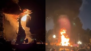 Fantasmic Dragon Engulfed In Flames At Disneyland [upl. by Swann]