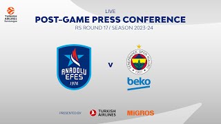 🔴 EuroLeague 202324 RS R17 Press Conference Anadolu Efes  Fenerbahçe Beko [upl. by Ailedroc568]