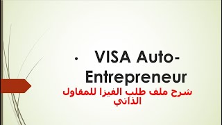 VISA AutoEntrepreneur  شرح ملف طلب الفيزا المقاول الذاتي بطريقة سهلة مع النصائح 2021 [upl. by Yvan835]