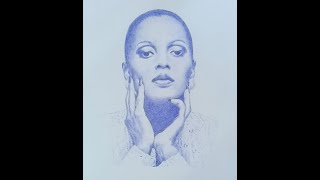 Diana Ross  Timelapse blue ballpoint drawing [upl. by Inahet]