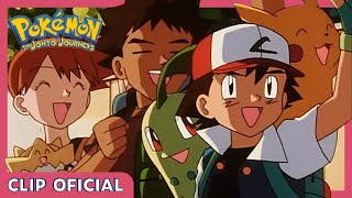 Chikorita y Pikachu  Pokémon Los Viajes de Johto  Clip oficial [upl. by Rhyner]