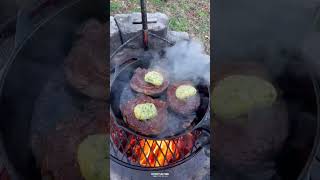 Garlic Butter Steak and Shrimp  Over The Fire Cooking by Derek Wolf [upl. by Nanerb492]