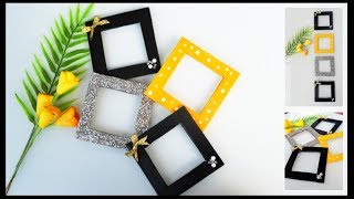 DIY Easy Photo Frame using cardboard  Mini Photo frames wall decor at home [upl. by Agnese841]