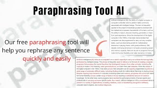 Paraphrase Sentences with Paraphrasing Tool AI AIPowered Tool  Paraphrasing Tool AI Demo [upl. by Lotson]