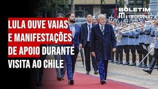 Lula ouve vaias e manifestações de apoio durante visita ao Chile [upl. by Elahcim655]