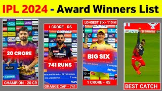 IPL 2024 Award Ceremony  IPL 2024 All Award Winners List  IPL Award Ceremony Highlights 2024 [upl. by Fairweather]