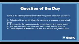 NCLEX Practice Question General Adaptation Syndrome Mental HealthBasic Care and Comfort [upl. by Rehpotsirhc]