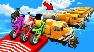 SHINCHAN AND FRANKLIN TRIED THE TRAIN BRIDGE JUMP PARKOUR CHALLENGE GTA 5 [upl. by Edahc76]