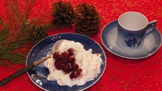 Danish Christmas Rice Pudding with Cherry Sauce Dessert Recipe Risalamande med kirsebærsauce [upl. by Tressia]