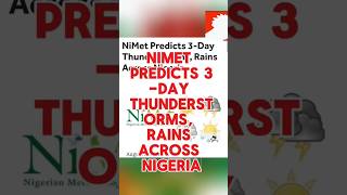 NiMet Predicts 3Day Thunderstorms Rains Across Nigeria [upl. by Keelby]