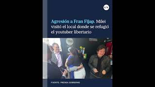 El presidente Milei visitó el local donde se refugió Fran Fijap tras las agresiones en el Congreso [upl. by Dualc]