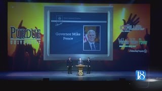 Gov Pence visits FFA State Convention at Purdue [upl. by Ocirederf104]