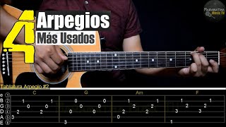 4 Arpegios Más Usados En Alabanzas Lentas y De Adoración  TUTORIAL GUITARRA Con TABLATURAS [upl. by Wilonah]