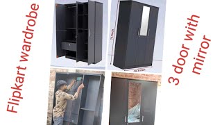 Unboxing amp Installation Flipkart Homes 3 Door Wardrobe  Finish colourchocolate mirror Included [upl. by Nilrev896]