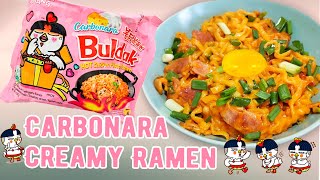 the BEST way to make Carbonara Buldak  Korean noodles  be sure to TRY [upl. by Hallagan]