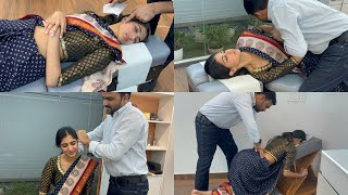 corporate employee getting chiropractic treatment  Dr Harish Grover [upl. by Attelrahc]