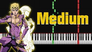 Giornos Theme Golden Wind  MEDIUM Piano Tutorial  Music Sheets [upl. by Doig]