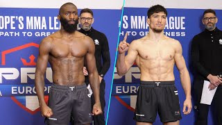 PFL Paris Cedric Doumbé vs Baki  la pesée officielle [upl. by Bekelja]