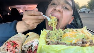 Carne Asada Fries  Hot Cheetos Burrito Mukbang [upl. by Groot895]