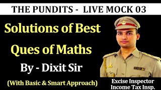 THE PUNDITS Weekly Live Mock 3  MATHS Best Questions By DixitSirConcepts ssc ssccgl [upl. by Prunella]