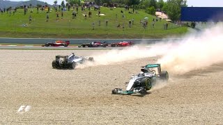 Rosberg And Hamilton Collide  Spanish Grand Prix 2016 [upl. by Ateinotna]