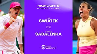 Iga Swiatek vs Aryna Sabalenka  2024 Madrid Final  WTA Match Highlights [upl. by Avlasor]