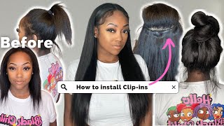 EASY ClipIn Hair Extensions for Short Thin Hair StepbyStep Tutorial for Beginners ft YWigs [upl. by Aramois116]