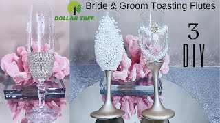 Dollar Tree DIYs Wedding Champagne flutes  DIY Bride and Groom Toasting Glasses [upl. by Paulette]